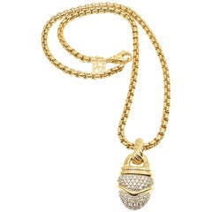 Vintage David Yurman Diamond Gold Acorn Pendant Necklace