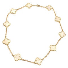 Van Cleef & Arpels Mother Of Pearl Vintage Alhambra Yellow Gold Necklace