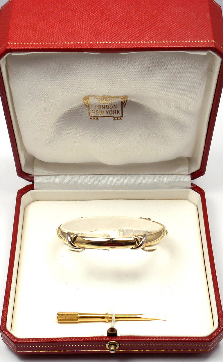 Women's Cartier Trinity Love Tricolor Gold Bangle Bracelet Size 16