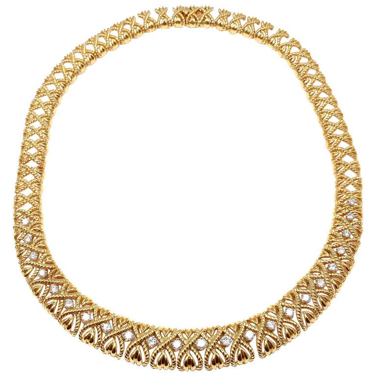 Van Cleef and Arpels VCA Diamond Yellow Gold Necklace at 1stDibs vca