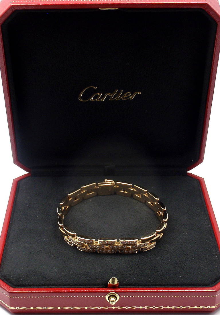CARTIER Maillon Panthere Diamond 3 Row Yellow Gold Bracelet 3