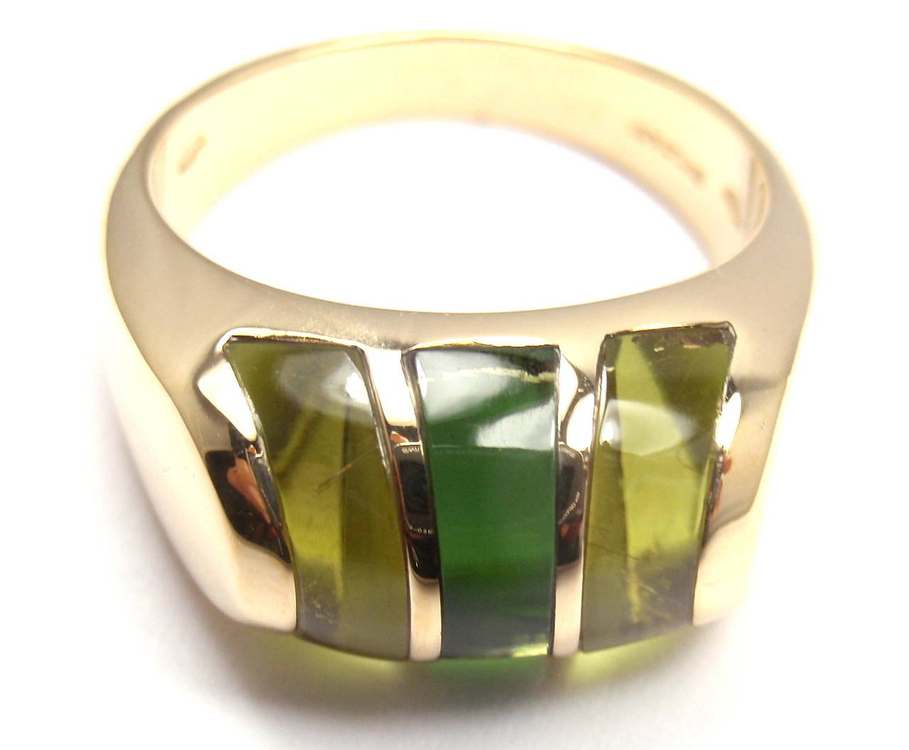Women's Bulgari Green Tourmaline Peridot Yellow Gold Band Ring