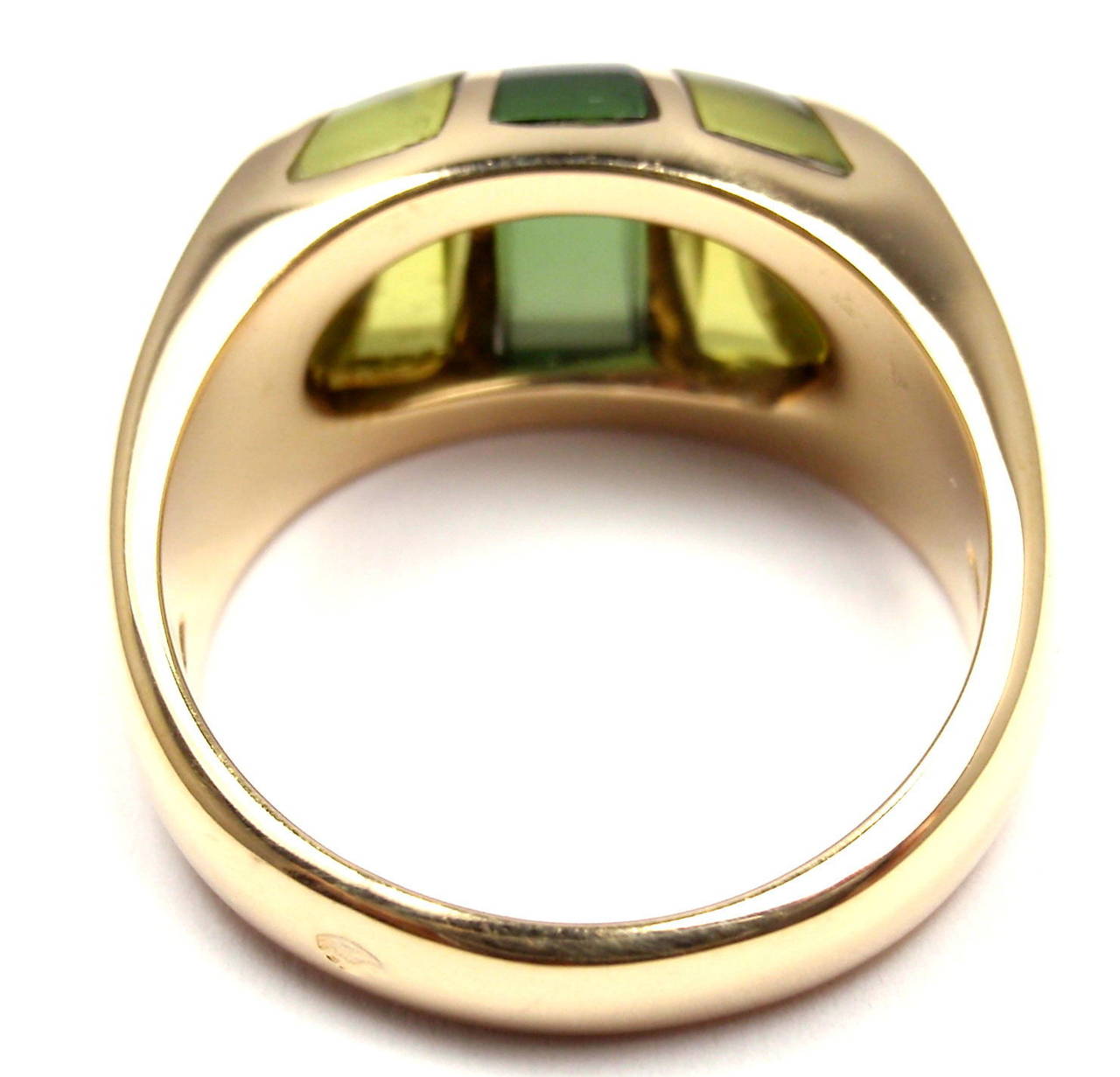 Bulgari Green Tourmaline Peridot Yellow Gold Band Ring 5