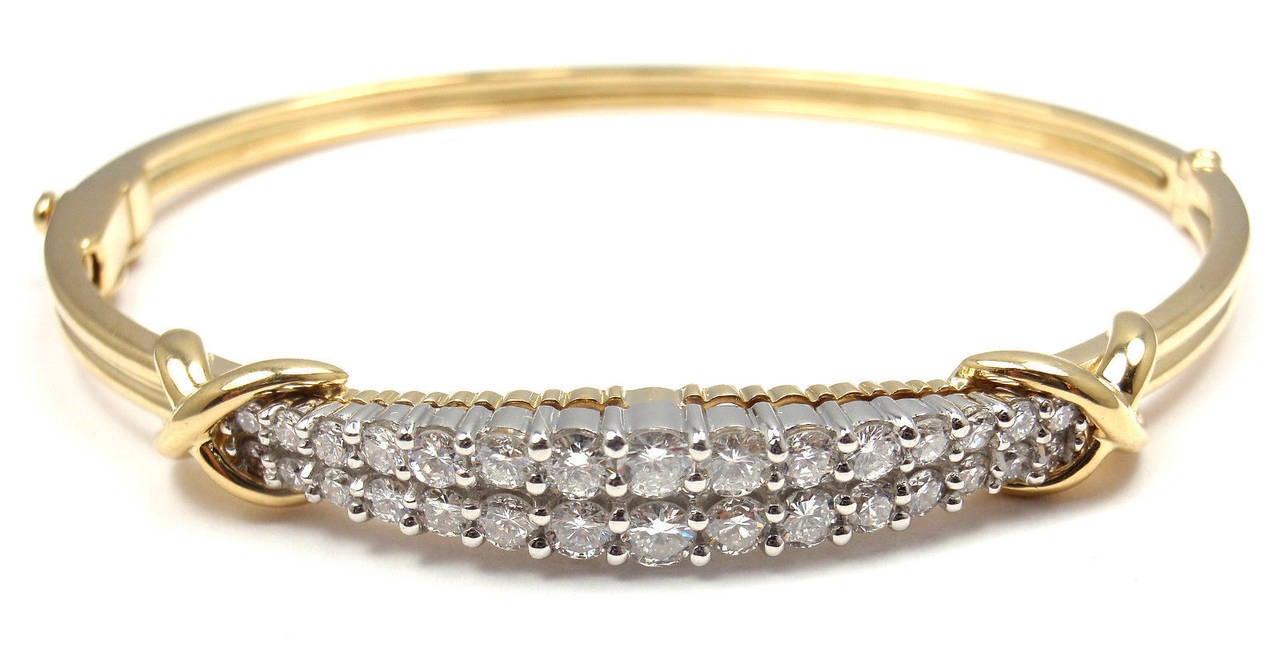 Women's Tiffany & Co Diamond Platinum & Yellow Gold Bangle Bracelet