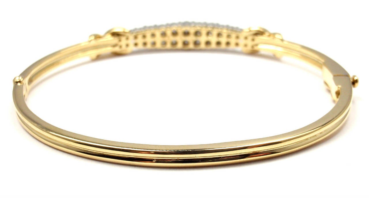 Tiffany & Co Diamond Platinum & Yellow Gold Bangle Bracelet In New Condition In Holland, PA