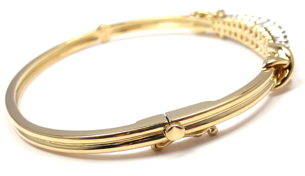 Tiffany & Co Diamond Platinum & Yellow Gold Bangle Bracelet 3