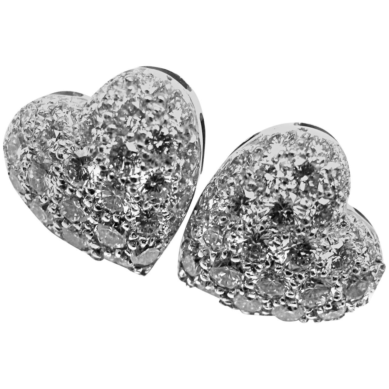 Cartier Diamond Gold Heart Earrings at 1stDibs