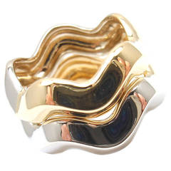 Pomellato Zig Zag 2 Stacking Yellow and White Gold Rings