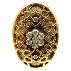 Ilias Lalaounis Large Diamond Yellow Gold Ring