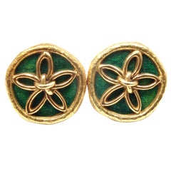 Tiffany & Co. Jean Schlumberger Green Enamel Yellow Gold Earrings