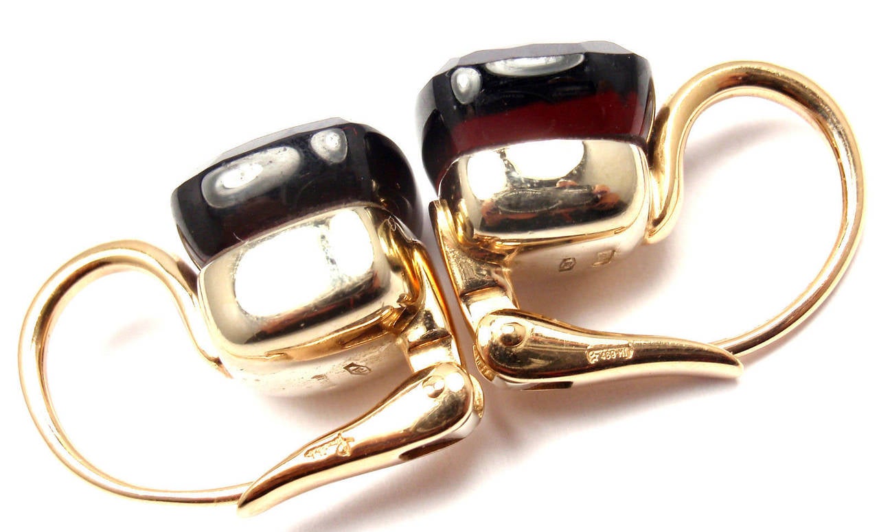 Pomellato Nudo Garnet Two Color Gold Drop Earrings 1
