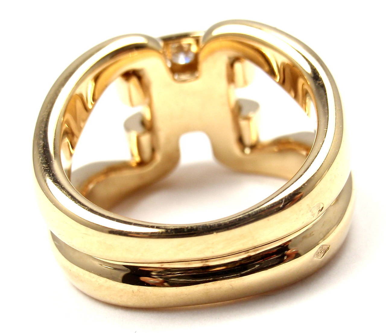 Hermes Large H-Diamond Gold Band Ring 2