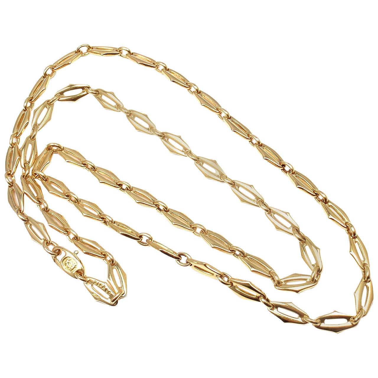 Cartier Double C Link 25" Long Yellow Gold Chain Necklace at 1stDibs