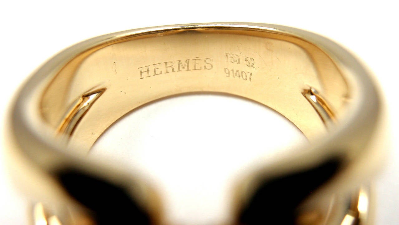 Hermes Large H-Diamond Gold Band Ring 1