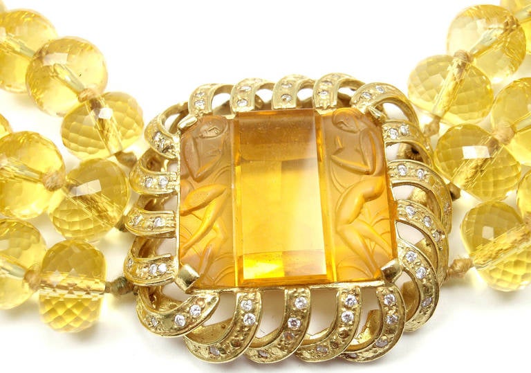 RENATO CIPULLO Gold Diamond Citrine Necklace
