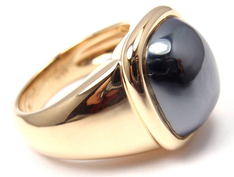 Hermes Paris Hematite Yellow Gold Ring