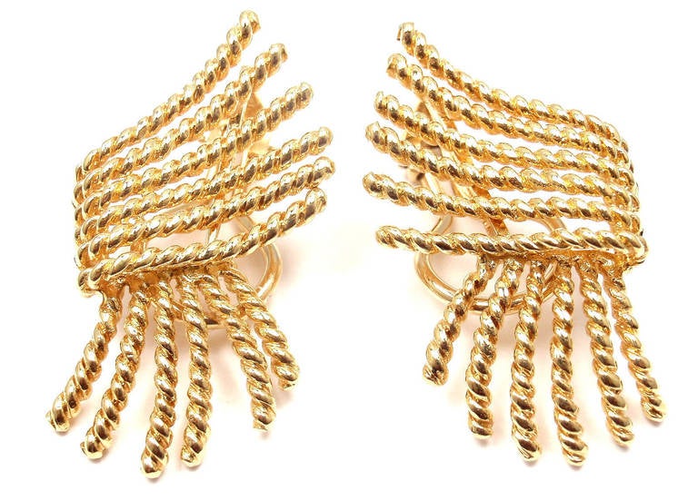 Tiffany & Co. Jean Schlumberger Rope Yellow Gold Earrings In New Condition In Holland, PA