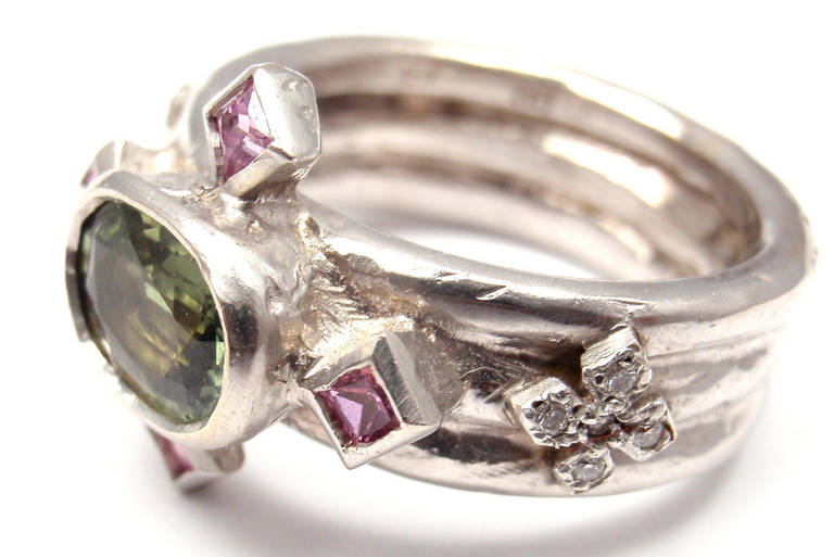 Women's Loree Rodkin Diamond Pink Sapphire Alexandrite White Gold Ring