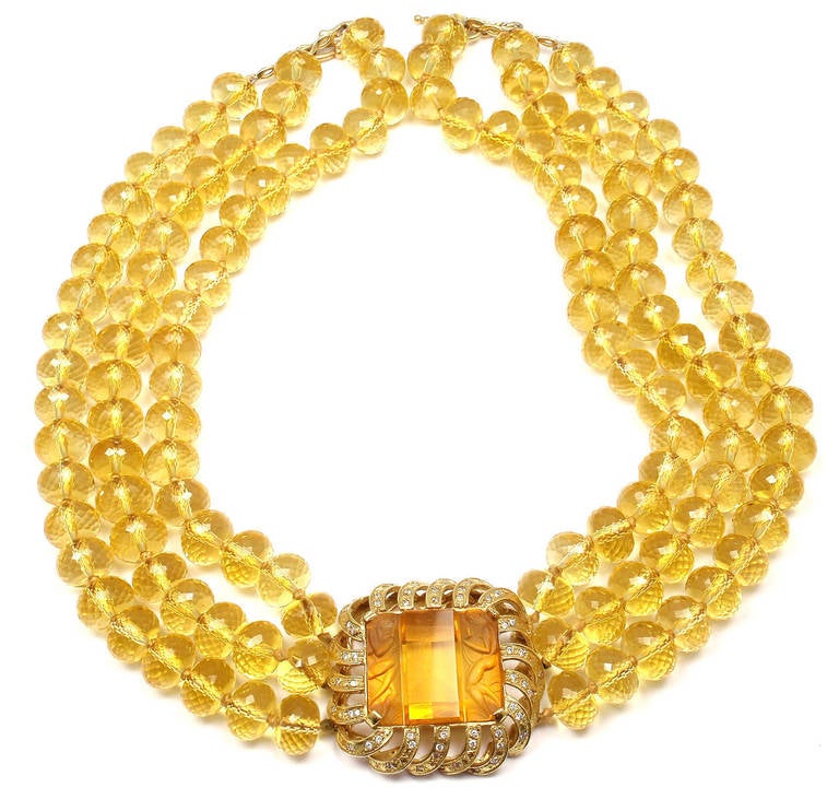 Renato Cipullo Collana in oro giallo con diamanti e citrini intagliati
