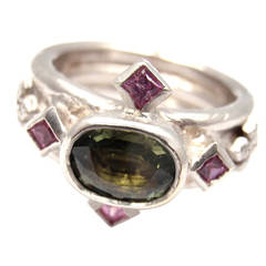 Loree Rodkin Diamond Pink Sapphire Alexandrite White Gold Ring