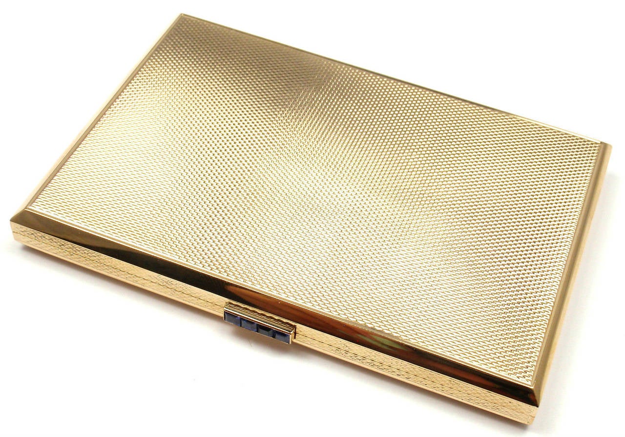 Women's or Men's Van Cleef & Arpels Sapphire Gold Business Card Case Holder Box