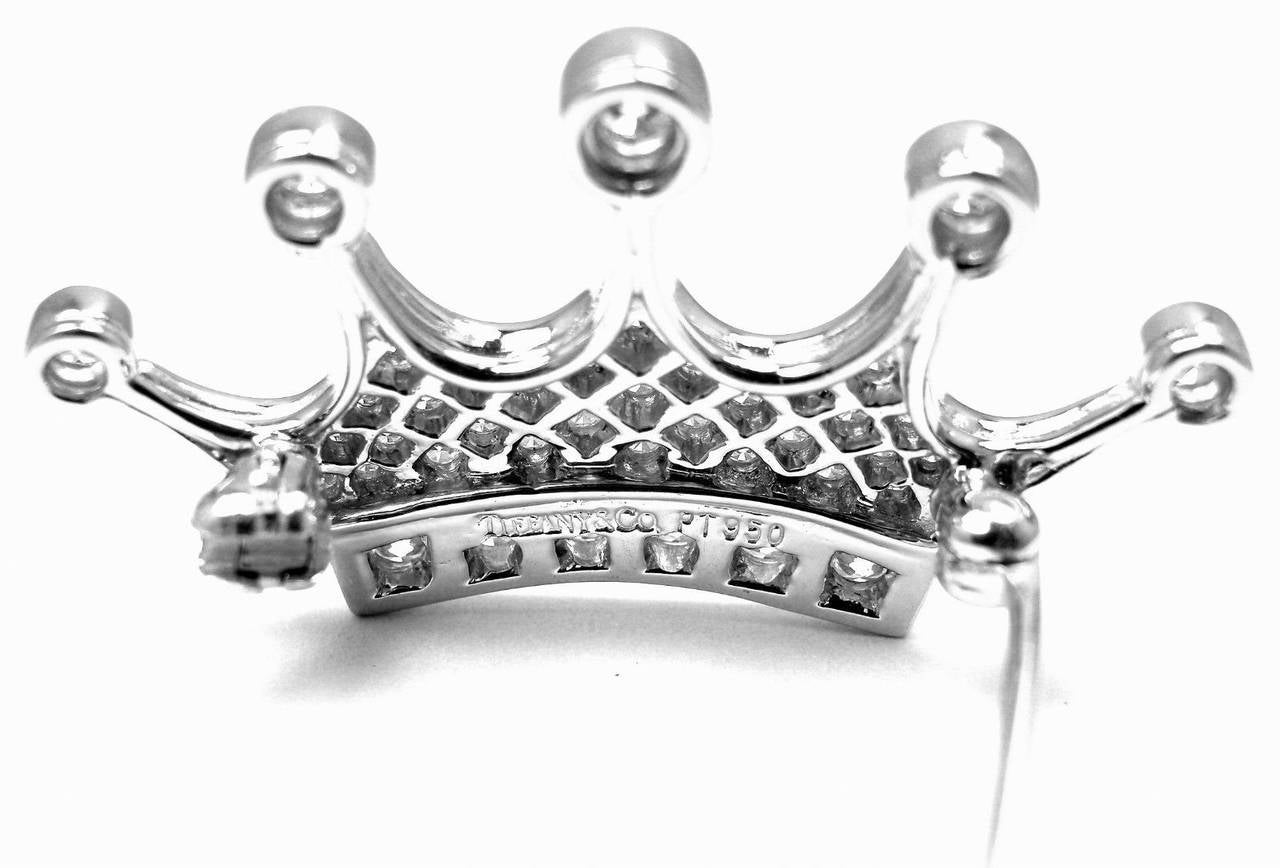 Tiffany & Co. Crown Diamond Platinum Brooch In New Condition In Holland, PA