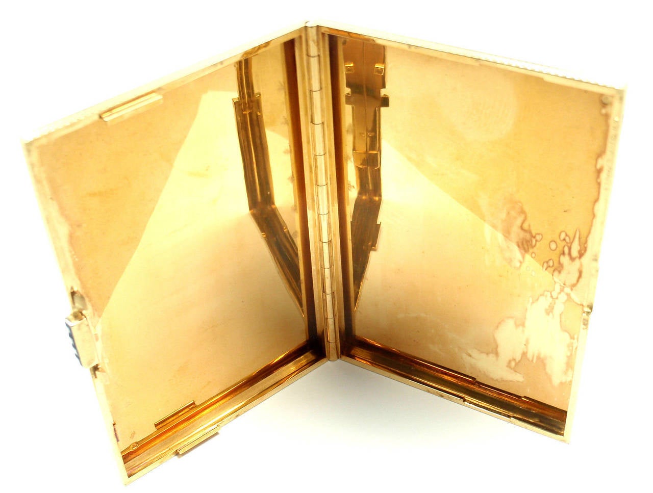 Van Cleef & Arpels Sapphire Gold Business Card Case Holder Box In New Condition In Holland, PA