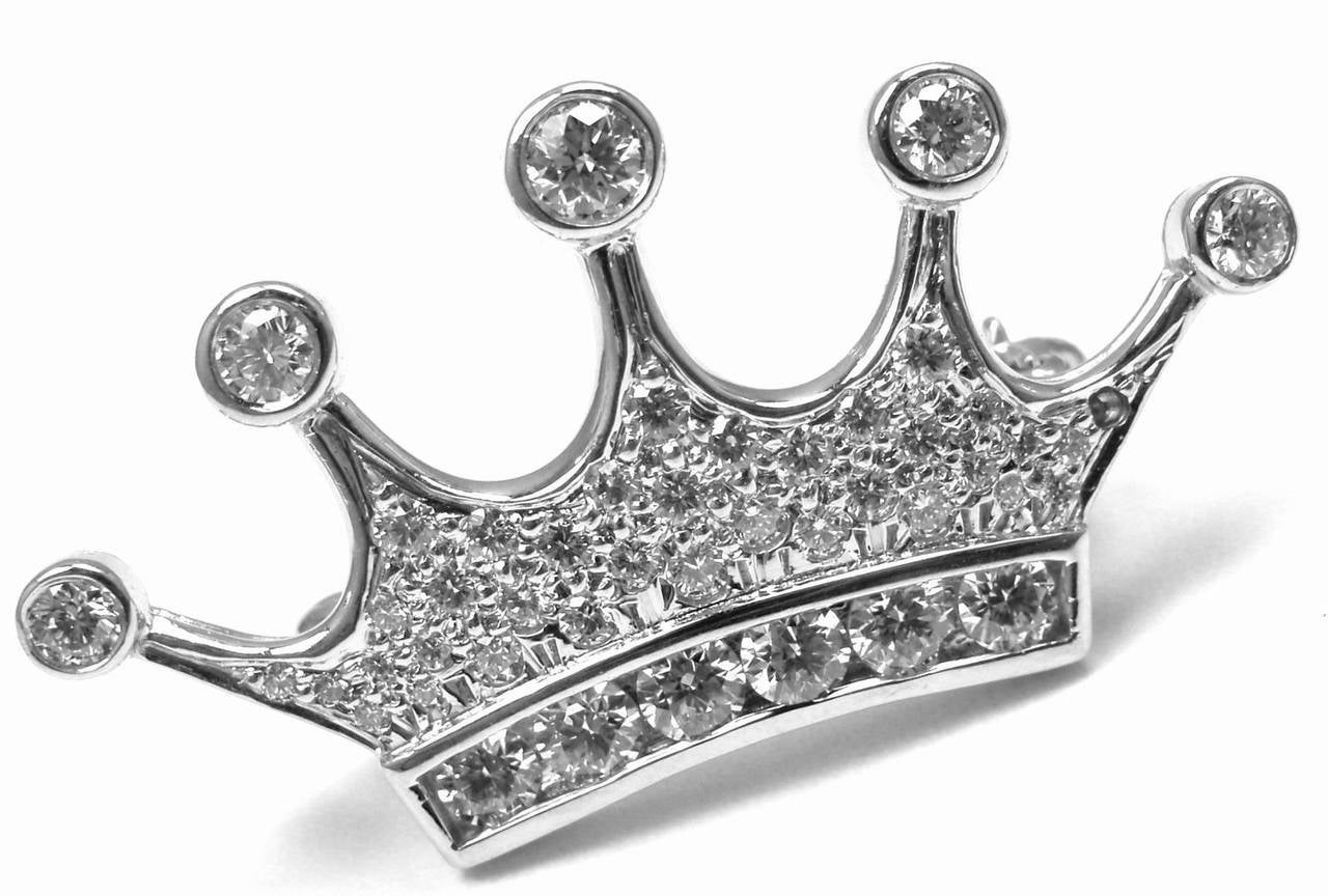 Tiffany & Co. Crown Diamond Platinum Brooch 1