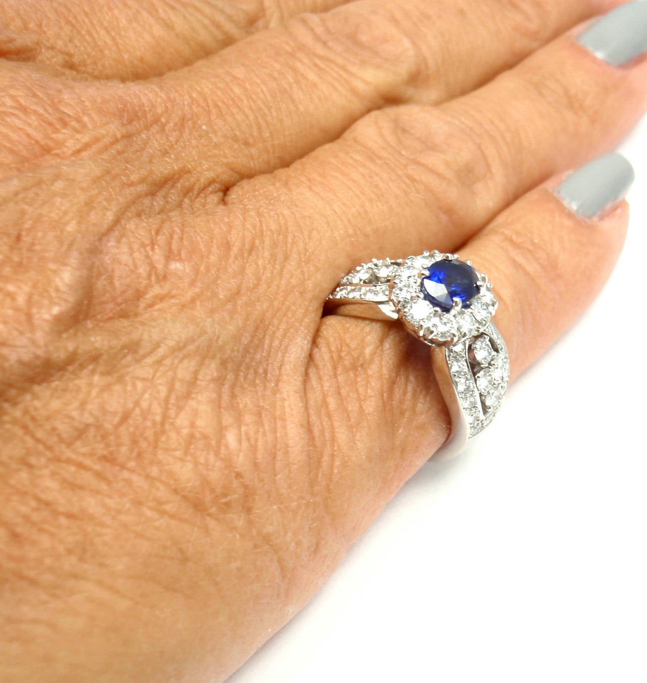 Van Cleef & Arpels Sapphire Diamond Platinum Ring 4