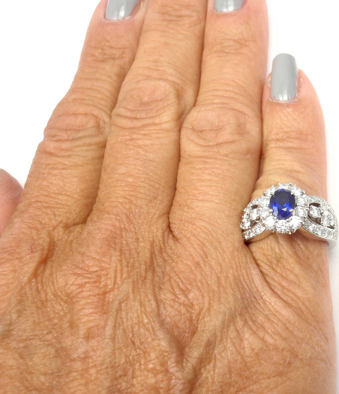 Van Cleef & Arpels Sapphire Diamond Platinum Ring 5