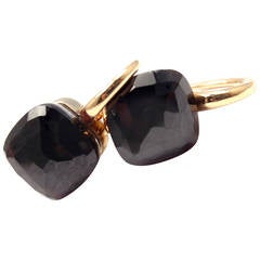 Vintage Pomellato Nudo Garnet Two Color Gold Drop Earrings