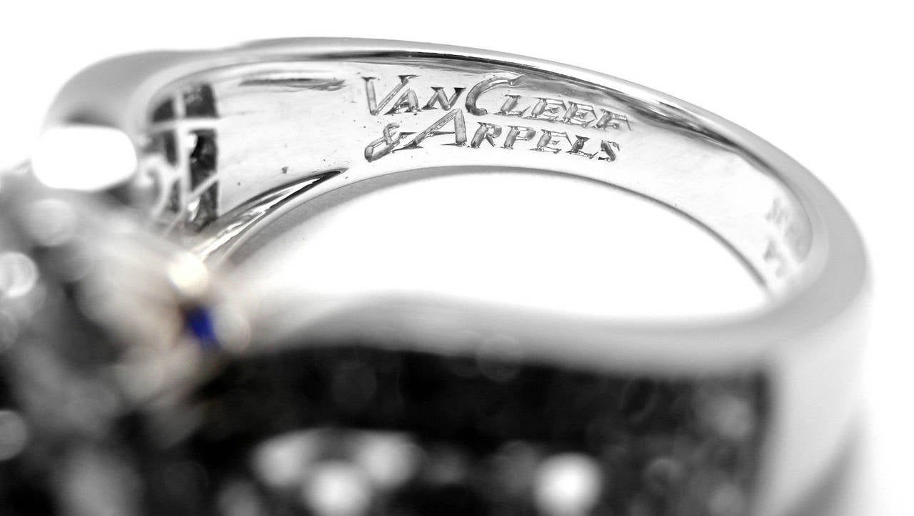 Van Cleef & Arpels Sapphire Diamond Platinum Ring 3