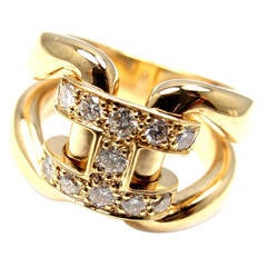 Hermes Large H-Diamond Gold Band Ring