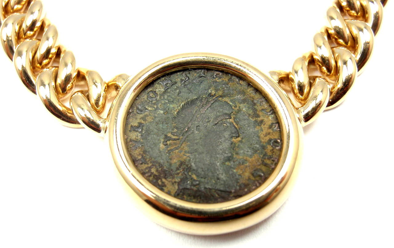 Bulgari Ancient Roman Coin Gold Link Necklace 1