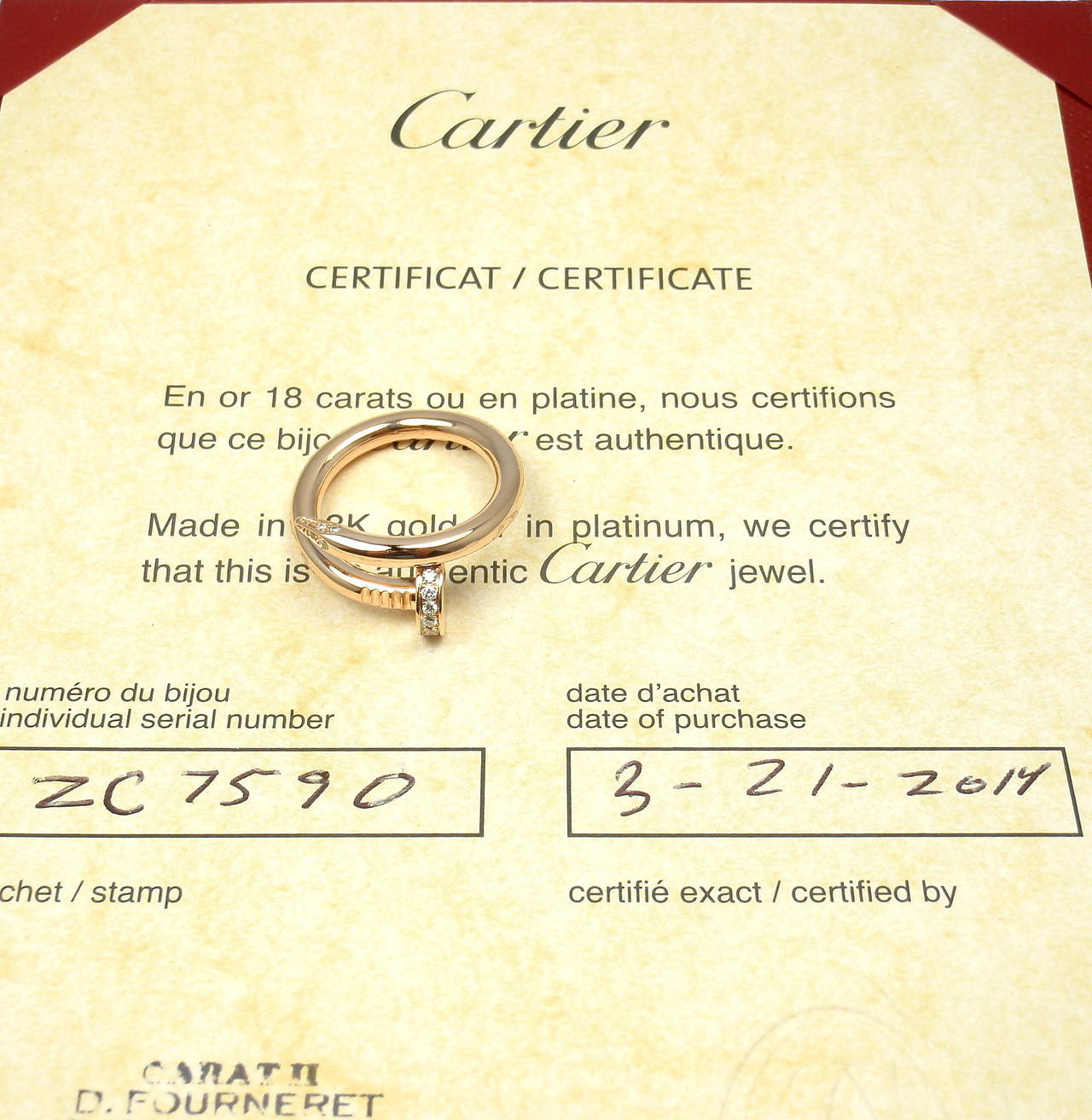 Cartier Juste un Clou Diamond Gold Nail Band Ring 1