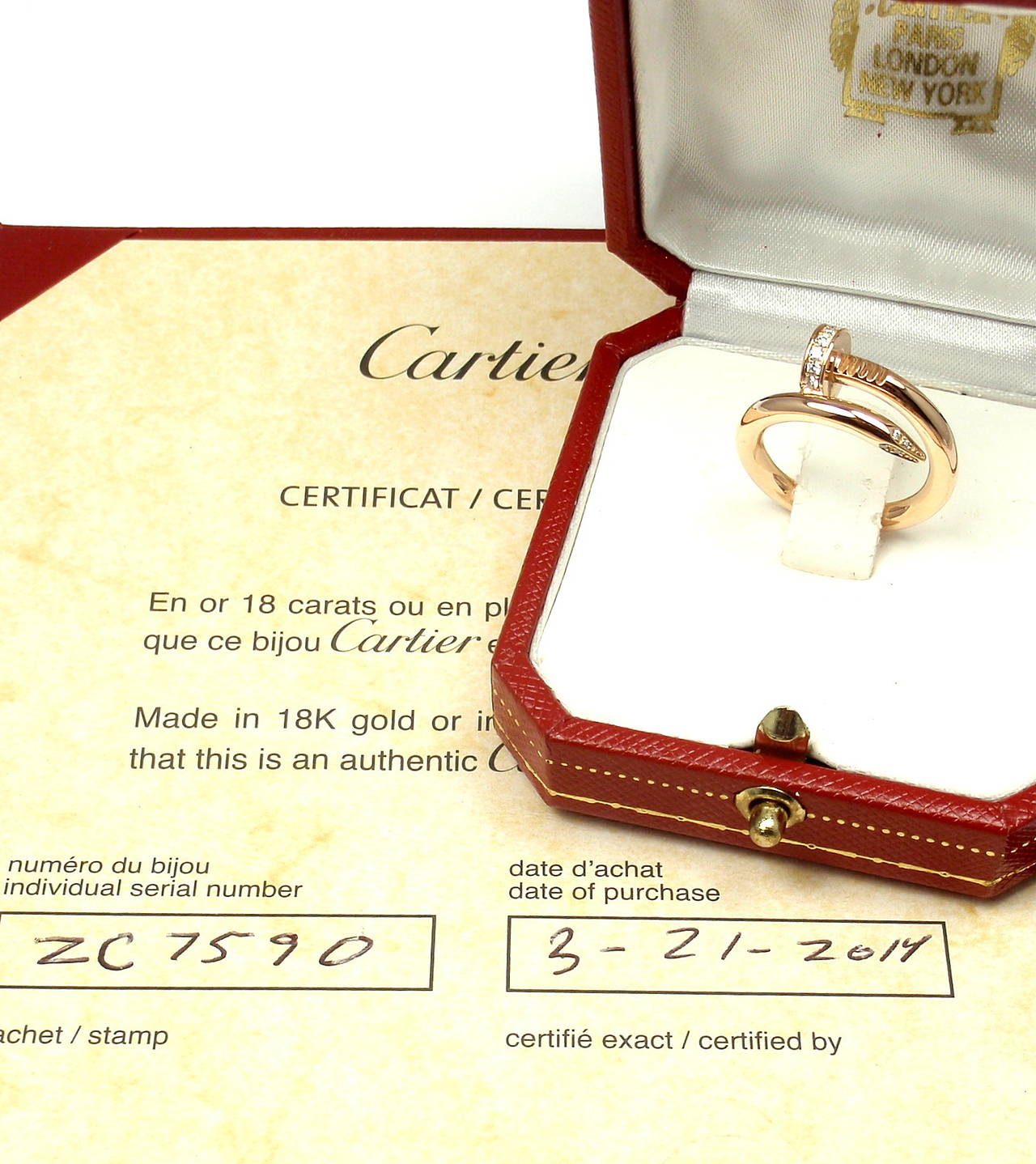 Cartier Juste un Clou Diamond Gold Nail Band Ring In New Condition In Holland, PA