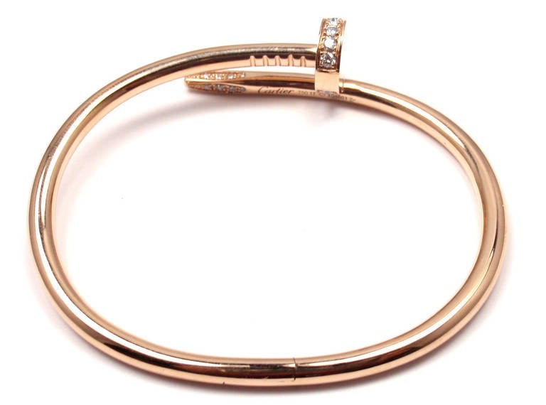 Contemporain Cartier Juste un Clou Diamond Rose Gold Bangle Bracelet
