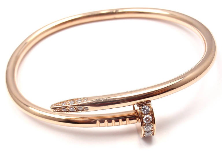  Cartier Juste un Clou Diamond Rose Gold Bangle Bracelet Pour femmes 