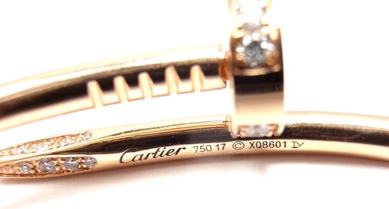 Contemporary Cartier Juste un Clou Diamond Rose Gold Nail Bangle Bracelet