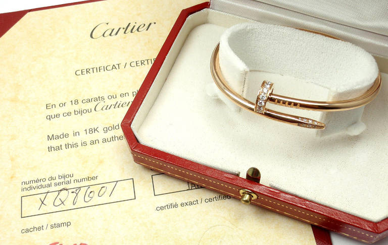 Cartier Juste un Clou Diamond Rose Gold Nail Bangle Bracelet In New Condition In Holland, PA
