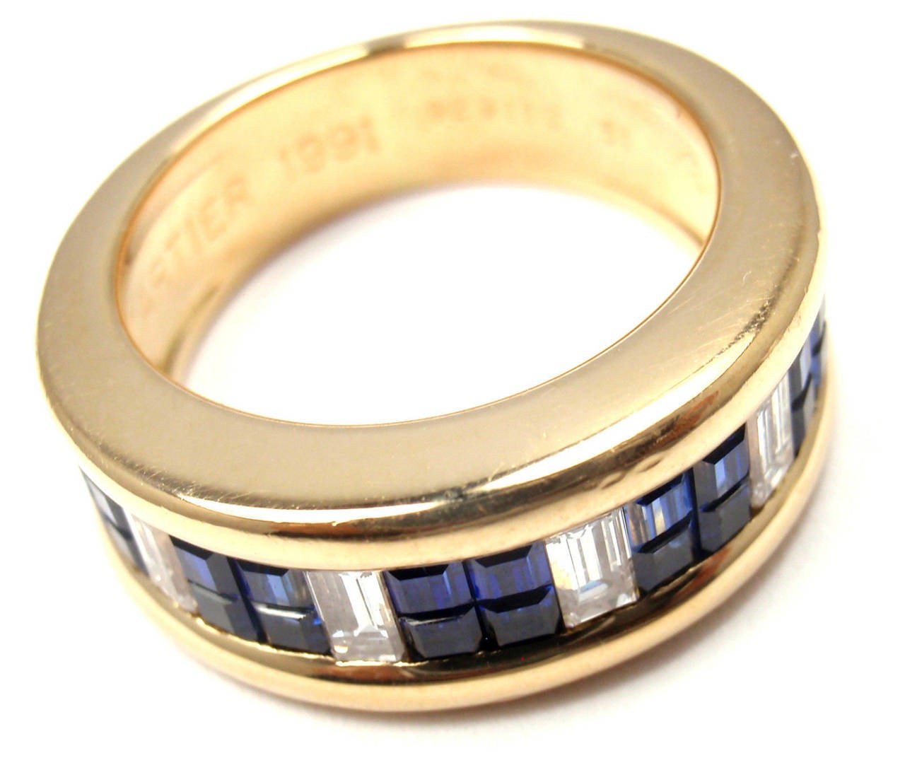 Cartier Diamond Invisible Set Sapphire Gold Band Ring