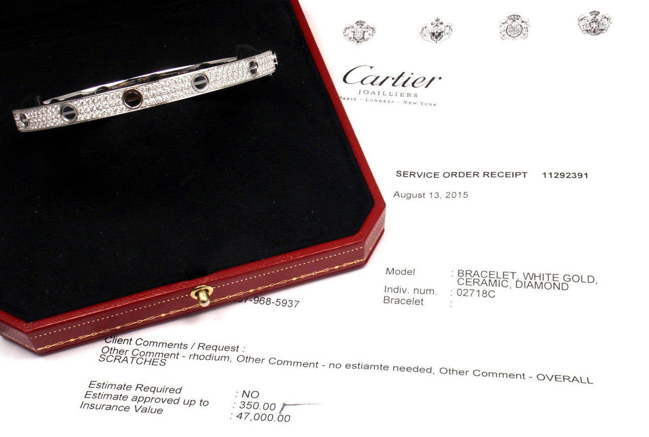 Women's Cartier Ceramic Diamond Gold Love Bangle Bracelet