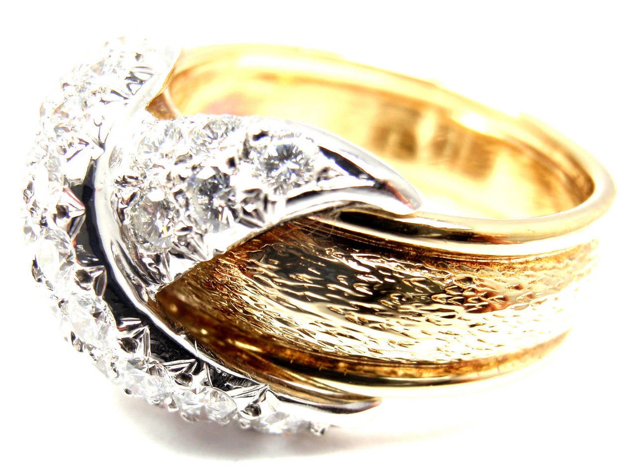 Tiffany & Co. Jean Schlumberger Diamond X Gold Band Ring In New Condition In Holland, PA