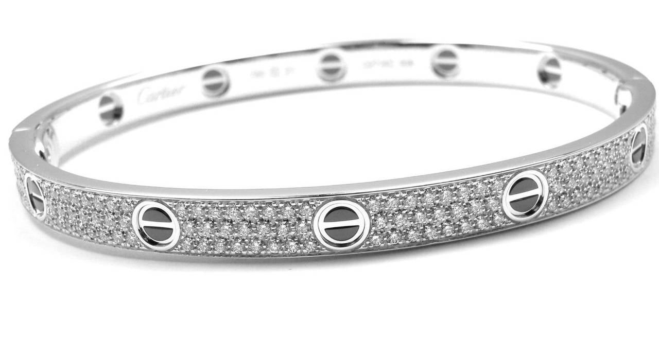 Cartier Ceramic Diamond Gold Love Bangle Bracelet at 1stDibs | cartier ...