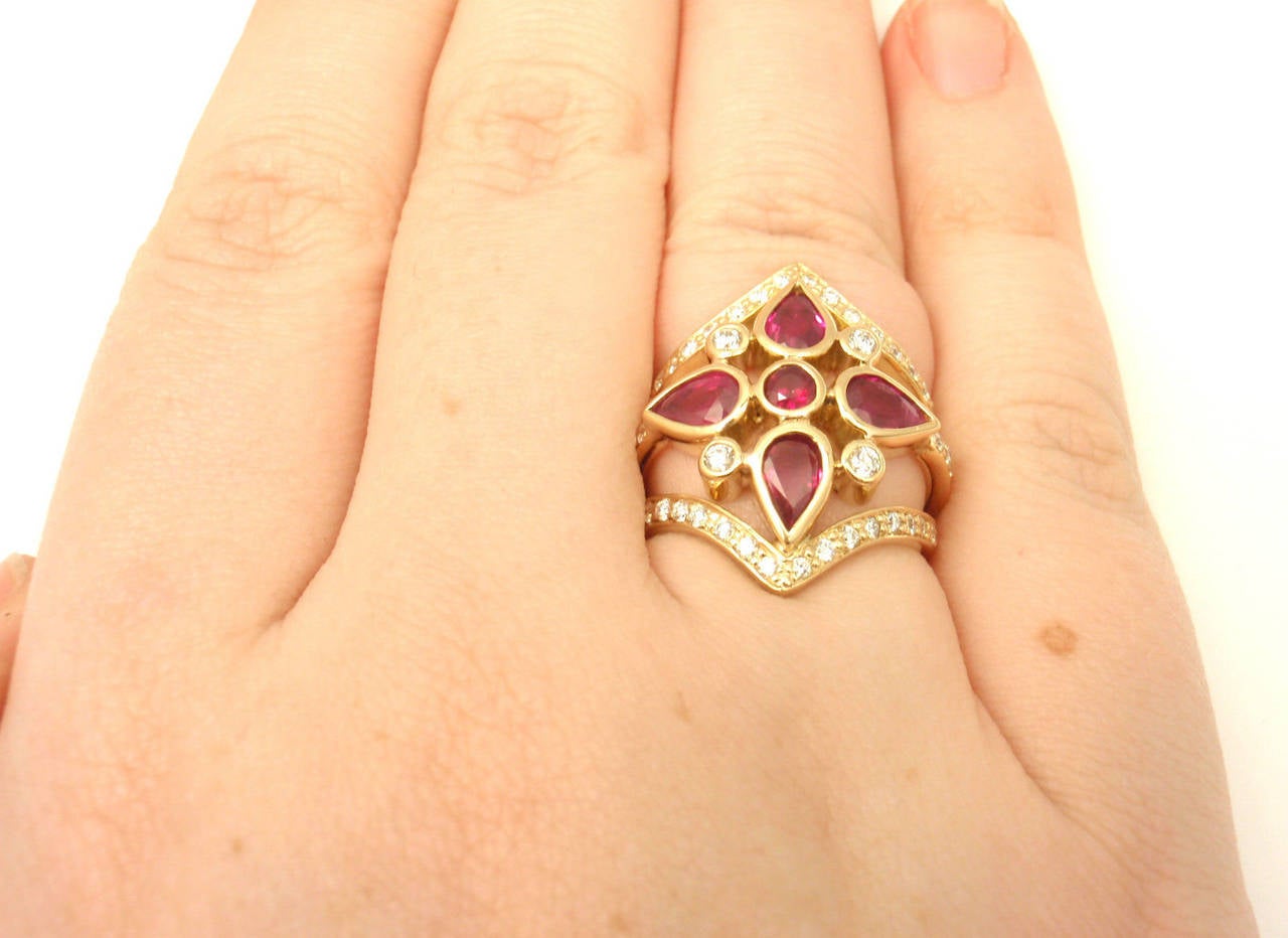 Temple St Clair Persia Ruby Diamond Gold Cocktail Ring 4