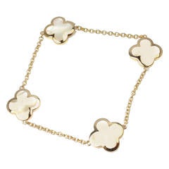 Vintage Van Cleef & Arpels 4 Motifs Pure Alhambra Mother Of Pearl Gold Bracelet