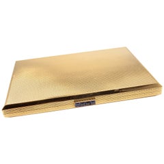 Retro Van Cleef & Arpels Sapphire Gold Business Card Case Holder Box
