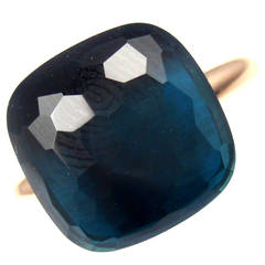 Pomellato Nudo Large London Blue Topaz Two Color Gold Cocktail Ring