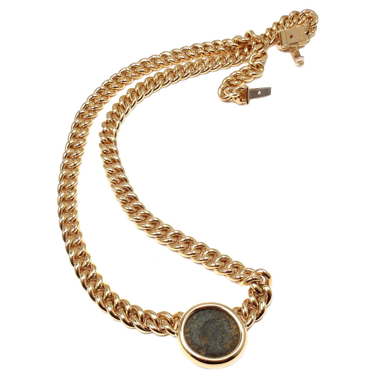 Bulgari Ancient Roman Coin Gold Link Necklace