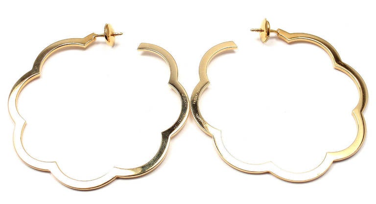 Women's Chanel Camellia Yellow Gold Large Flower Hoop Earrings